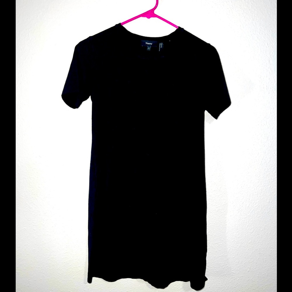 Theory - BLACK Knit Crew Neck T-Shirt Dress from